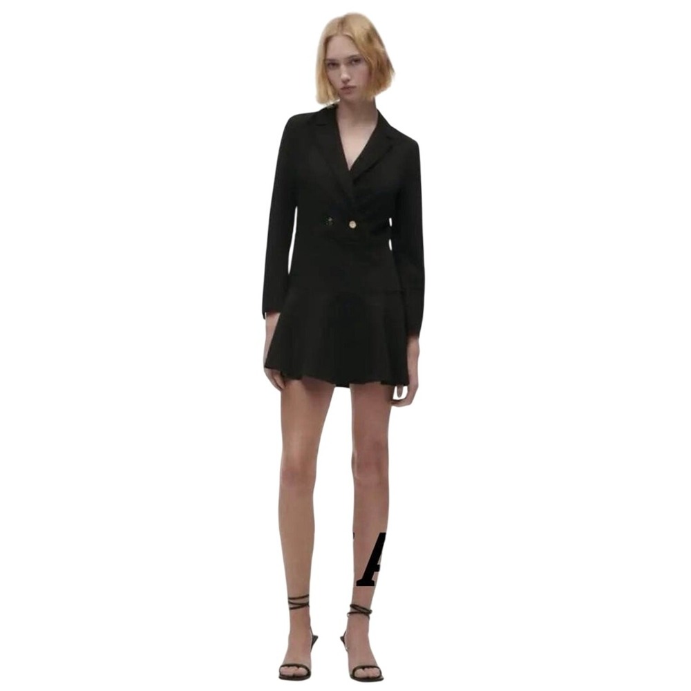 ZARA Black Blazer Jumper Dress Sz XS Mini Double Breasted Buttoned‎ Long Sleeve